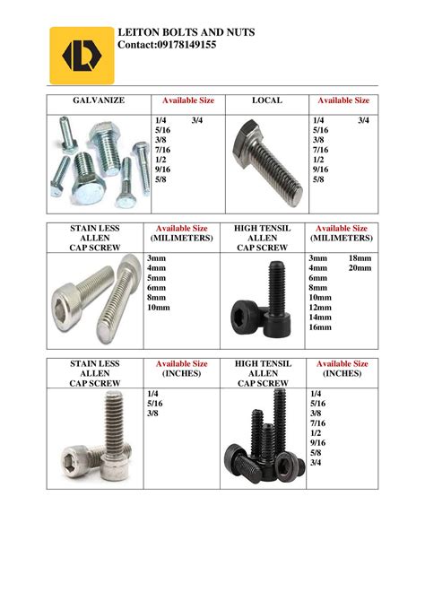 Leiton Bolts and Nuts .